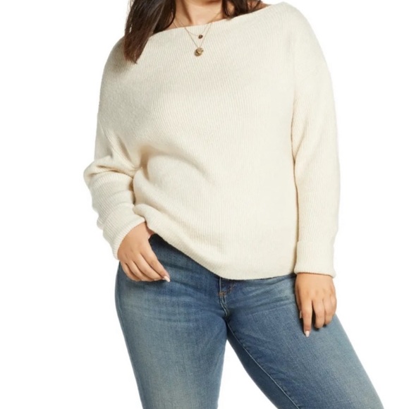Treasure & Bond Sweaters - Treasure & Bond Plus Size 3X Off the Shoulder Pullover Sweater Ivory